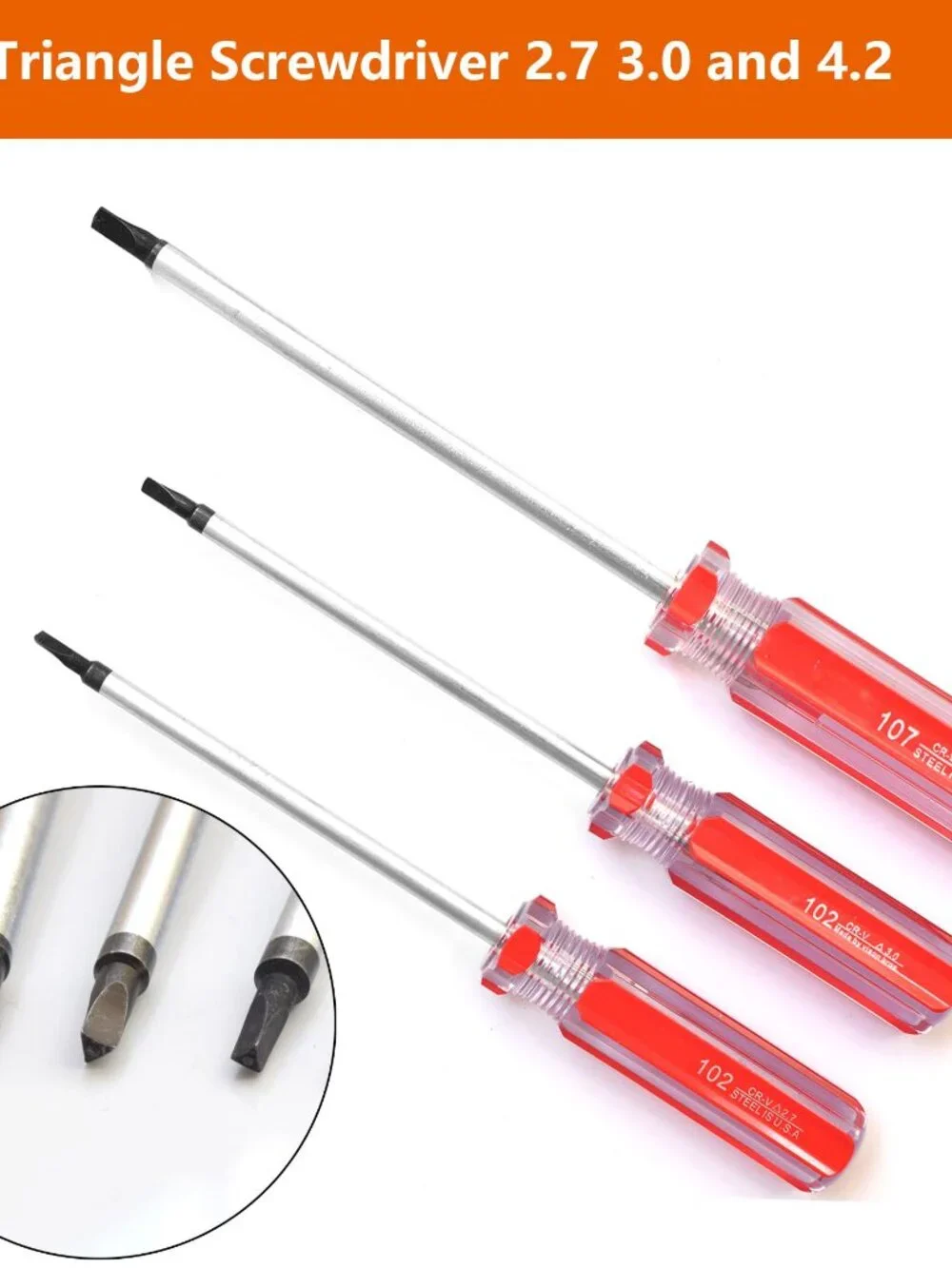 Triangle Screwdrivers Set 7 Sizes 1.4mm 1.8mm 2.0mm 2.3mm 2.7mm 3.0mm 4.2mm, SKZ